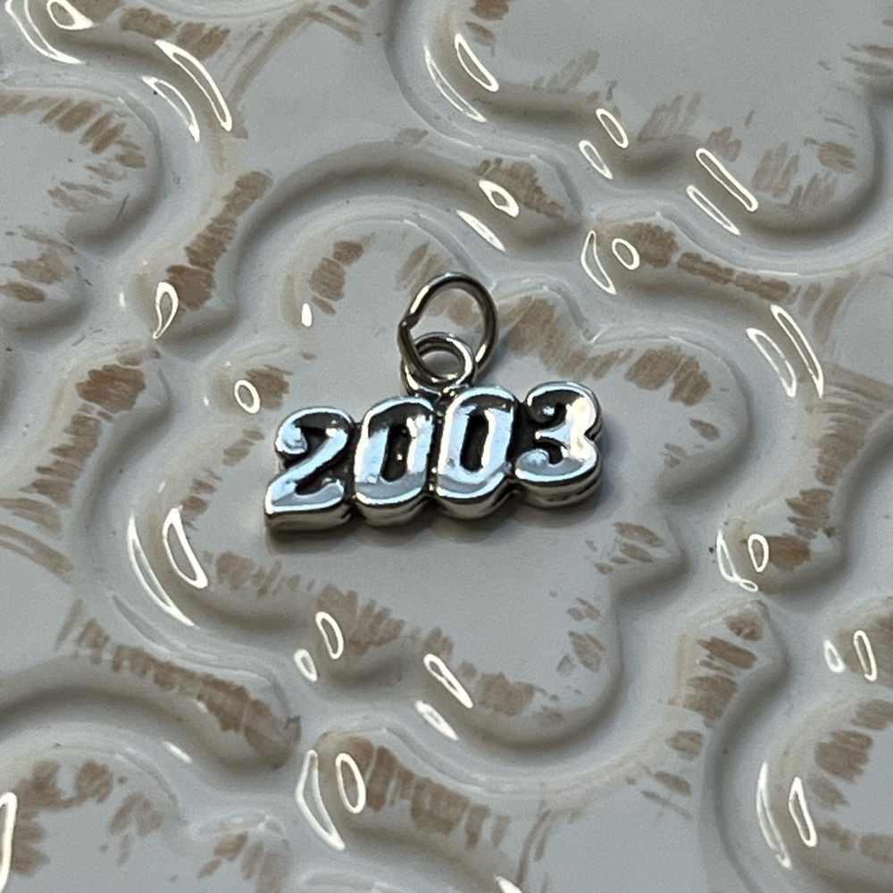 2003 Year Charm Pendant – Vintage Silver Number Charm NOS